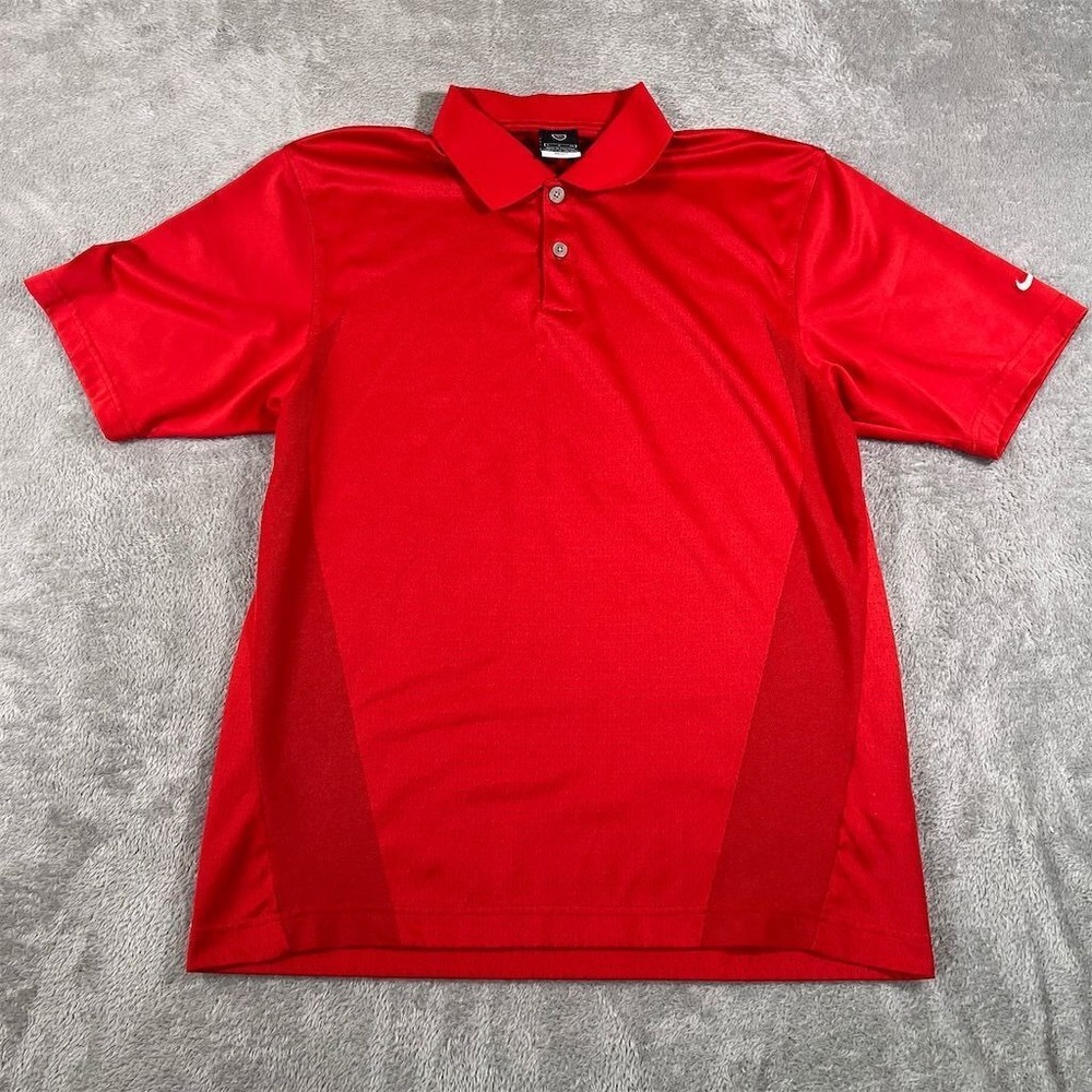 Nike Golf Polo Men's Small Dri-Fit Red Short Sleeve‎ Collared Jersey Mesh